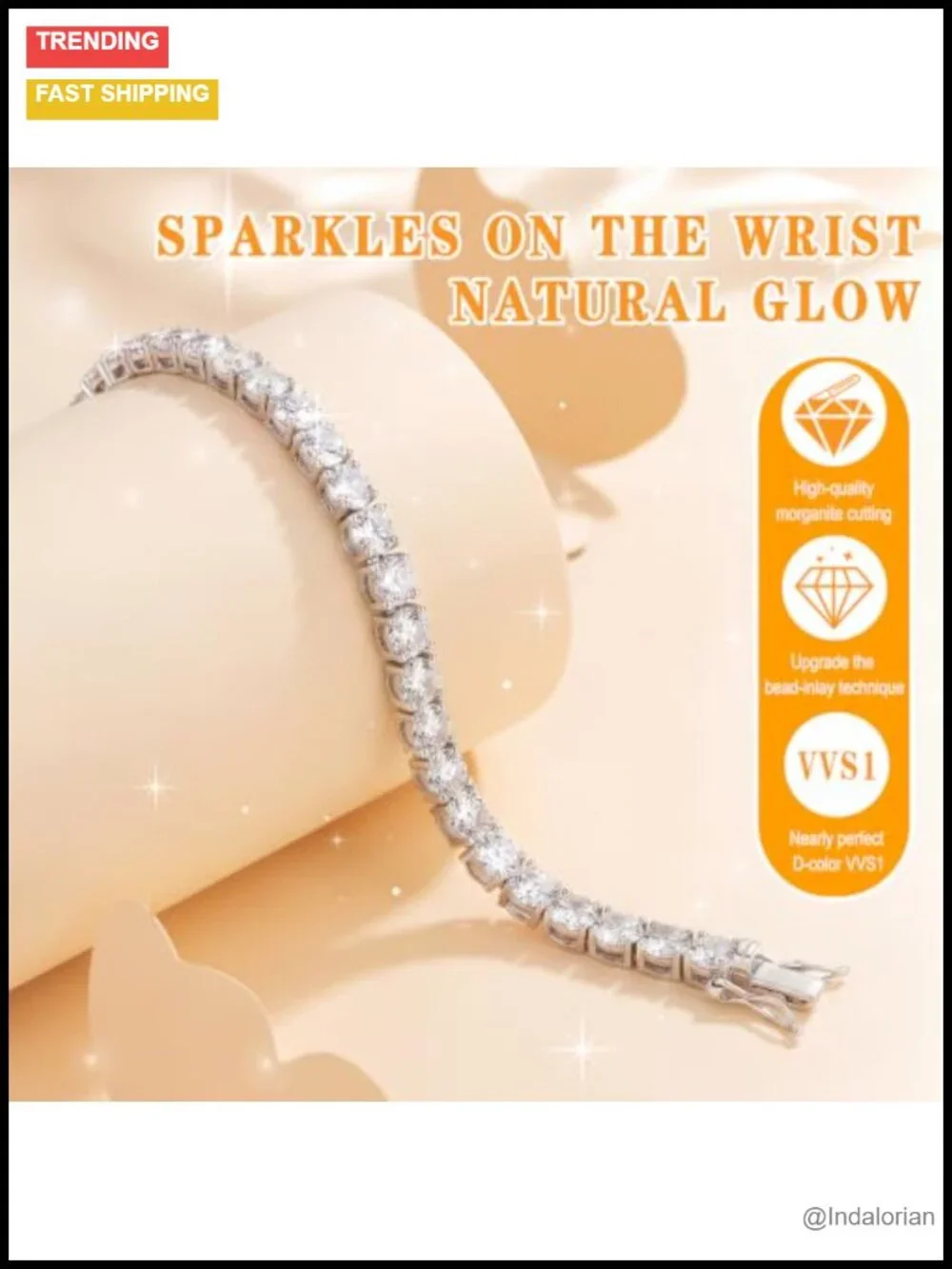 14K Gold-Plated Tennis Bracelet 4MM Round-Cut Cubic Zirconia
